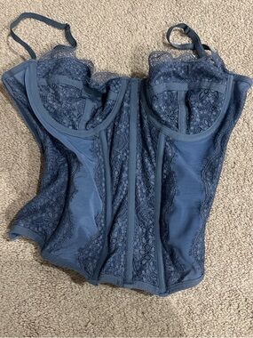Urban Outfitters Slate Blue Lace Bustier Top